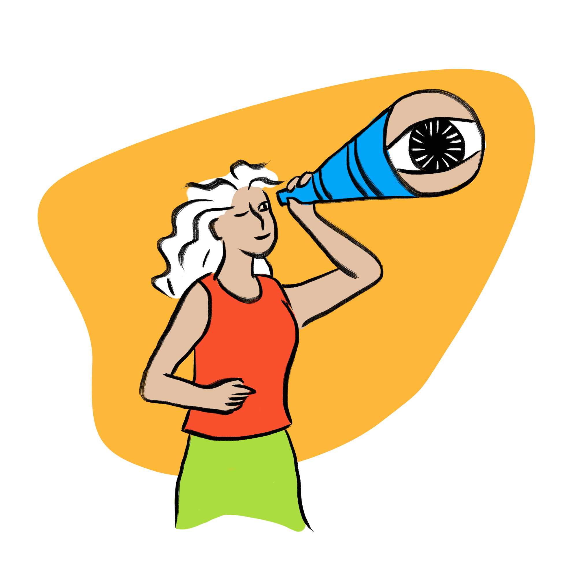 Lady holding a telescope